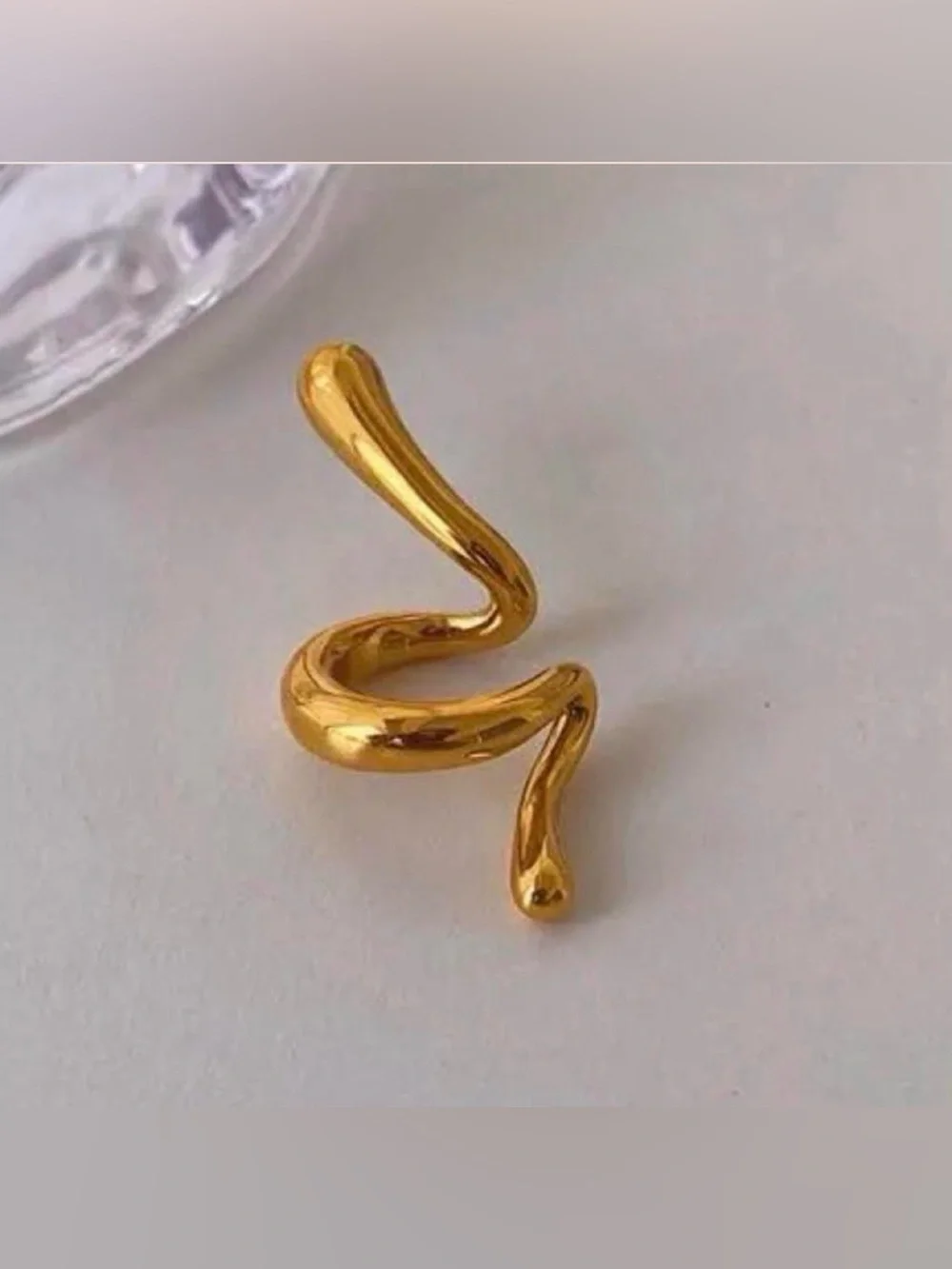 Gold Hoop Snake Drop Ear Cuff Modern Minimalist Style